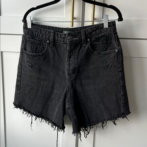 Black Distressed High Waisted Jean Shorts
